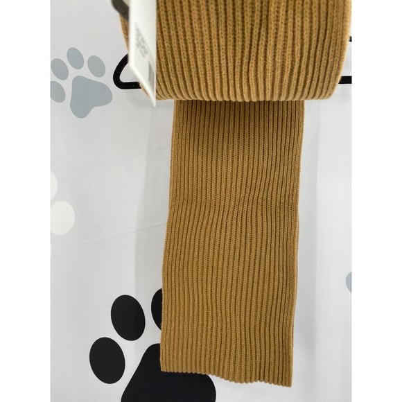 Ganni NWT Rib Knit Scarf Recycled Wool Ribbed Half Size Tan One Size New - Picture 4 of 11
